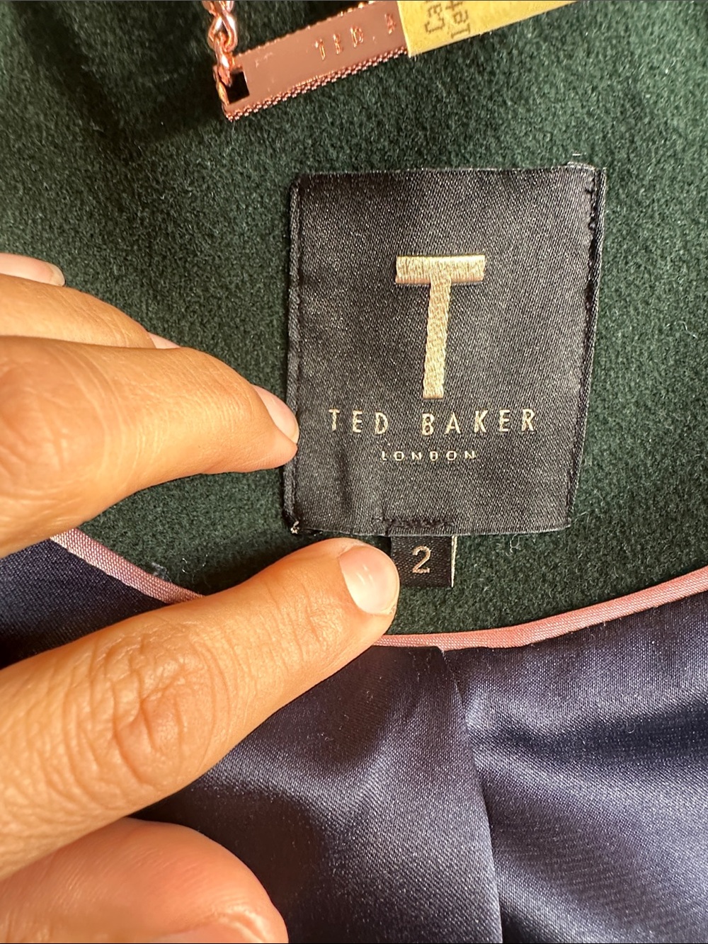 Ted Baker Womens Rose Belted Midi Wool Long Sleeve Coat, Green - Picture 12 of 16